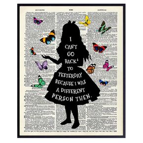 Alice in Wonderland Quote Art 11x14 - Funny Sayings Wall Decor - Alice in Wonderland Decor - Trendy Room Decor - Womens Bedroom Decor - Office Decoration - Inspirational Quotes - Lewis Carroll