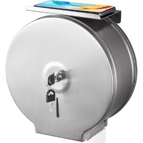 Gorlary Commercial Jumbo Toilet Paper Dispenser with Shelf | Wall Mount Stainless Steel Roll Holder | Matte Black Toilet Tissue Dispensers