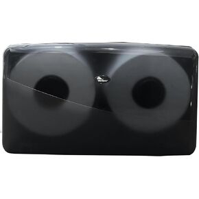 SoNeat Jumbo Roll Toilet Paper Holder - Twin Plastic Toilet Paper Storage, Space-Saving & Wall Mounted Tissue Dispenser for Commercial & Public Restrooms, Holds 2 Jumbo Roll Toilet Paper, Black