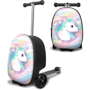 ALVOD Ride on Suitcase for Kids - Scooter Luggage for Kids Suitcases with Wheels Lightweight Foldable