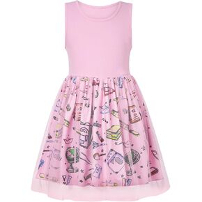 Girl Dress Casual Sleeveless Tutu Tulle Sundress for School Party 4-12 Years