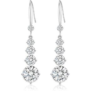 925 Silver Dangle Earrings for Women Statement 5A Cubic Zirconia Prom Earrings for Wedding Elegant Diamond Jewelry for Bride