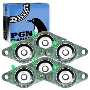 PGN UCFL204-12 Pillow Block Bearing - Pack of 2 Flange Mounted Pillow Block Bearings - Chrome Steel Bearings with 3/4" Bore - Self Alignment