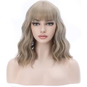 incohair Dark Orange Bob Wig Short Curly Wavy Ginger Wig Orange Hair Wigs Synthetic Cosplay Costume Party Wig Wig Cap Included