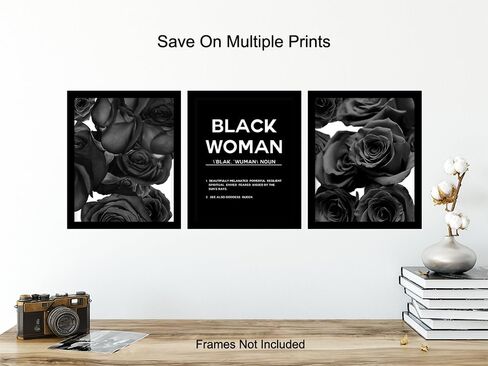 Black Women Wall Art - African American Women Wall Decor - Black Woman - 8x10 Inspirational Motivational Posters - Positive Quotes - Uplifting Encouragement Gifts for Teens, Girls - Empowered Women in Kuwait