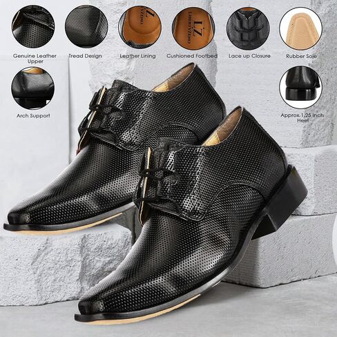 LIBERTYZENO Mens Genuine Leather Classic Tread Design Lace Up Oxford Dress Shoes in Kuwait