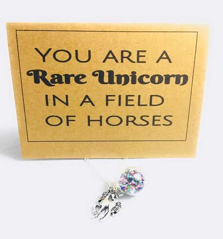 Rare Unicorn Necklace Gift Jewelry for Girls and Women Teens Glitter Ball and Unicorn Charm with Gift Card and Box in Kuwait
