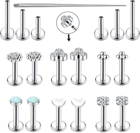 16G Monroe Lip Piercing Jewelry Labret Studs Tragus Hoop Earrings Nose Piercing Flat Back Helix Earring in Saudi Arabia