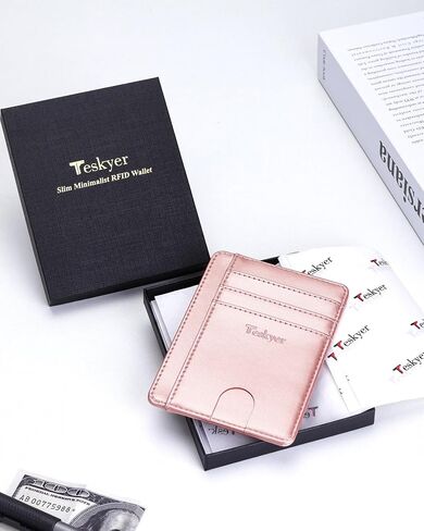 Teskyer Slim Wallet for Men, Minimalist Front Pocket RFID Blocking Leather Wallet Credit Card Holder for Men & Women in Saudi Arabia
