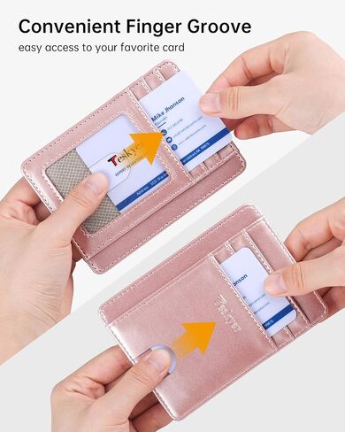 Teskyer Slim Wallet for Men, Minimalist Front Pocket RFID Blocking Leather Wallet Credit Card Holder for Men & Women in Saudi Arabia