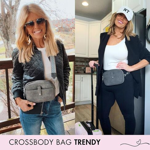 حقائب كروس فاني باك من بلوسوم للنساء، محفظة كروس مع حزام جيتار، حقائب كروس فاني للنساء، محفظة حزام جيتار كروس، حقيبة فاني جلدية للنساء، (رمادي)... in Kuwait