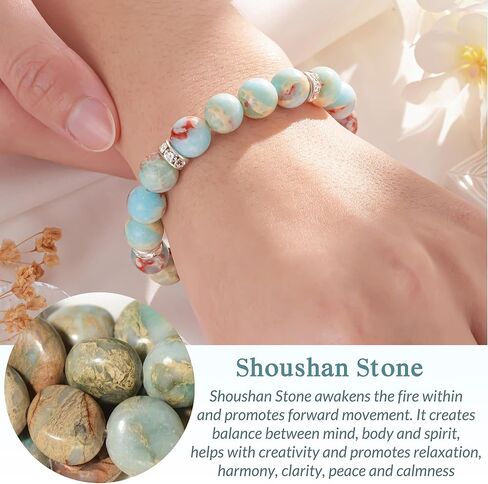 سوار شفاء للحماية من Seyaa مقاس 10 مم مصنوع يدويًا من الخرز سوار حماية من الكريستال العلاجي يجلب الحظ والازدهار والسعادة، مع بطاقة اقتباسات in Kuwait