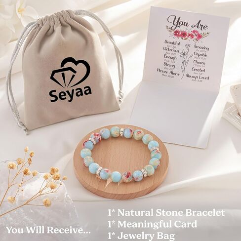 سوار شفاء للحماية من Seyaa مقاس 10 مم مصنوع يدويًا من الخرز سوار حماية من الكريستال العلاجي يجلب الحظ والازدهار والسعادة، مع بطاقة اقتباسات in Kuwait