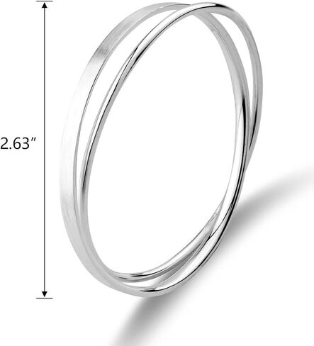 Merdia 990 Solid Sterling Silver Polished and Rough Twisted Bangle Bracelet for Women 7CM in Kuwait