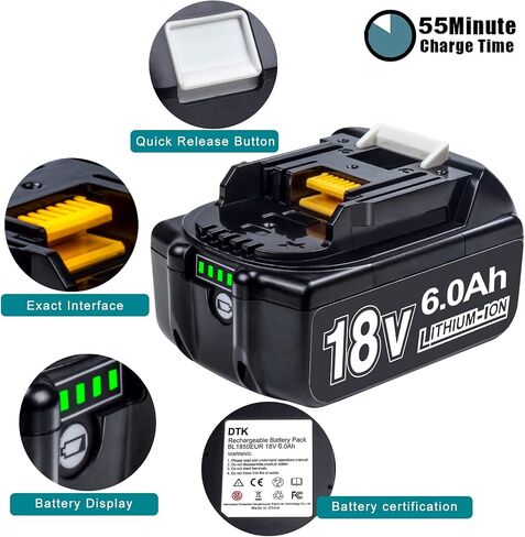 DTK 6.2Ah Battery Replacement for Ryobi 18V ONE+ Plus P102 P103 P104 P105 P107 P108 P109 P122 Cordless Power Tools in Saudi Arabia