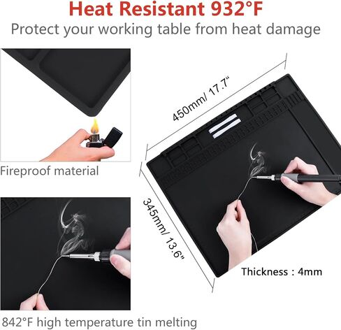 Anti Static Mat, HPFIX ESD Mat Heat Resistant with Grounding Wire, Grounding Plug, and ESD Wristband, Silicone Repair Mat for Computer, PC Building, Eelectronics in Kuwait