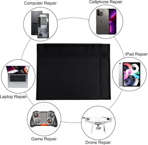Anti Static Mat, HPFIX ESD Mat Heat Resistant with Grounding Wire, Grounding Plug, and ESD Wristband, Silicone Repair Mat for Computer, PC Building, Eelectronics in Kuwait