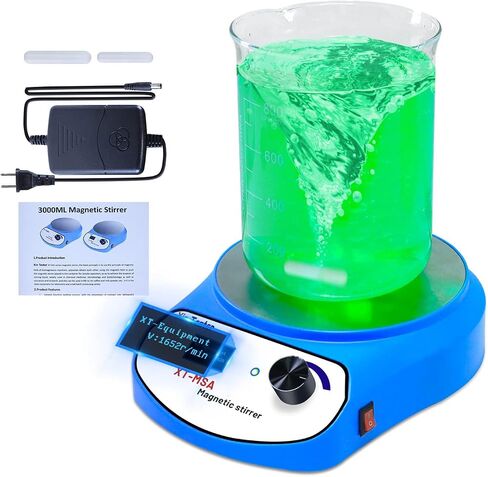 Xin Tester 5000ml LED Digital Magnetic Stirrer, Stainless Steel Magnetic Mixer with Stir Bar, Magnetic Stir Plate for Sauces/Yeast Starters/Paint/Ink/Lab (No Heating) Max Stirring Rate: 2200RPM in Kuwait