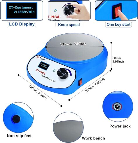 Xin Tester 5000ml LED Digital Magnetic Stirrer, Stainless Steel Magnetic Mixer with Stir Bar, Magnetic Stir Plate for Sauces/Yeast Starters/Paint/Ink/Lab (No Heating) Max Stirring Rate: 2200RPM in Kuwait