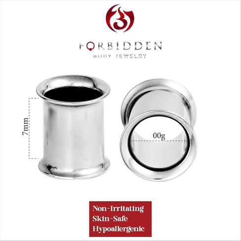 مقاييس الأذن الجراحية المصنوعة من الصلب من Forbidden Body Jewelry، أقراط سدادة نفق السرج المزدوجة المتوهجة، 5 مم - 10 مم in Kuwait