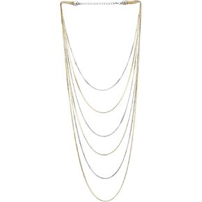COOLSTEELANDBEYOND Multi-Strand Waterfall Statement Necklace Choker Collar Box Chains, Dress Party Fashion