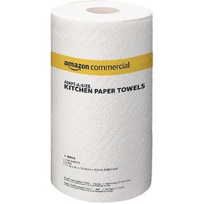 AmazonCommercial 2-Ply White Adapt-a-Size Kitchen Paper Towels, Rolls Individually Wrapped, FSC Certified, 1680 Sheets Total, 140 Count (Pack of 12)