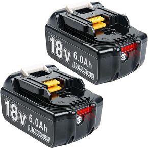 DTK 2Packs 6.0Ah Battery Replacement for Makita 18V Battery BL1860B BL1850B BL1840B BL1830B BL1820B