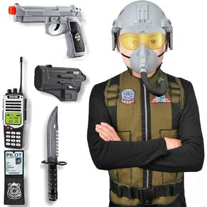 Liberty Imports Kids S.W.A.T. Police Officer Costume Deluxe Dress Up Role Play Set with Helmet, Night Vision Monocular, Guns, Accessories (12 Pcs)