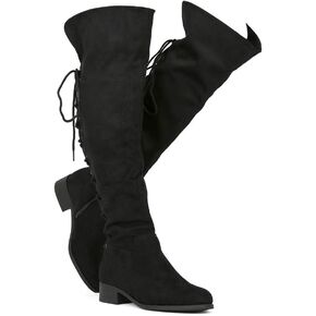 Women's Thigh High Flat Boots Stretchy Pull on Casual Boots by (TM)