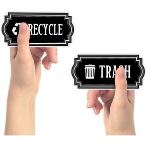 Recycle and Trash Logo Symbol - Elegant Golden Look for Trash Cans, Containers, and Walls - Laminated Vinyl Decal (XSmall, Silver - Elegant 2)