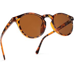 MUDIWRLO Polarized Round Steampunk Sunglasses with Leather Side Double Bridge Shield Retro Eyewear for Men Women
