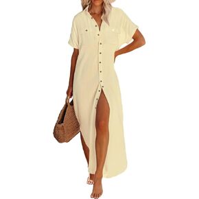 Bsubseach Women Bathing Suit Cover Ups Button Down Beach Swimsuit Cover Up Long Kimono Cardigans Casual Summer Outfits