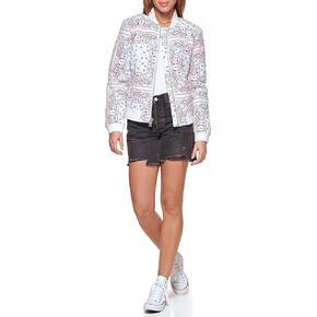 Levi's Women's Diamond Quilted Bomber Jacket, Black/Sherpa Lined, XX-Large