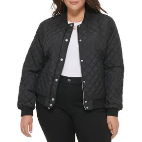 Levi's Women's Diamond Quilted Bomber Jacket, Black/Sherpa Lined, XX-Large