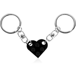 Heart Keychain Set for Couples, 2 PCS Red Heart Keychain for Boyfriend Girlfriend Small Cute Brick Heart Matching Keychains for Couples Sweet Gifts for Couple Friendship(Building Blocks Splicing)