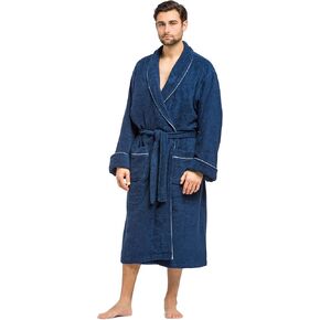 Fishers Finery Men's EcoFabric Resort Terry Robe - Full Length Bathrobe; Rolled Cuffs, Shawl Collar