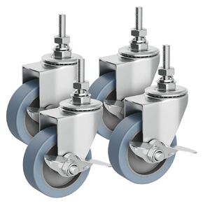 Houseables Caster Wheels, Casters Set of 4 Heavy Duty, Screw Diameter 3/8"-16, Length 1.5", Castors, Heavy Duty Casters, Industrial Casters, 3 Inch Caster Wheels, Locking Casters, Castor Wheels Sets 4