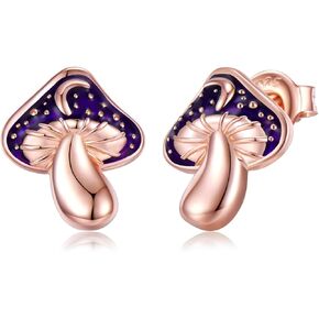 SVODEA Mushroom Moon Earrings for Women,925 Sterling Silver Starry Sky Mushroom Stud Earrings,Anniversary Birthday Gifts for Girlfriend Teen Girls Mom