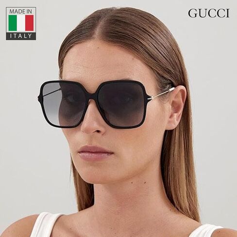 غوتشي نظارة شمسية كبيرة الحجم بتصميم مربع للنساء GG1267S + حزمة مع مجموعة نظارات فاخرة من اي شيدز، اسود، 60 ملم, أسود in Saudi Arabia