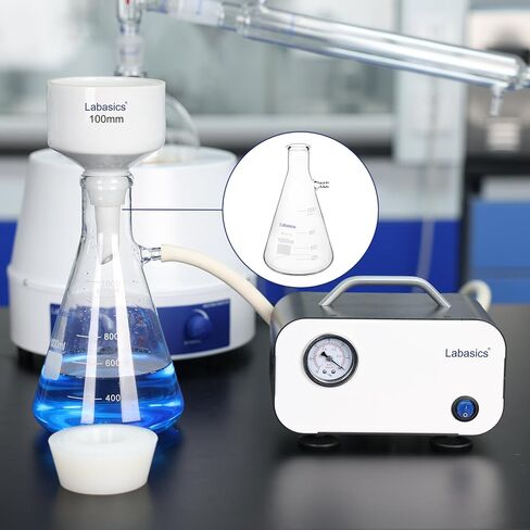 قارورة تصفية من زجاج البوروسيليكات ذات الجدار الثقيل من Labasics، برقبة مسمارية مع أنبوب (1000 مل) in Kuwait