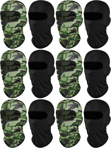 12 Pieces Sun Protection Balaclava Full Face Cover Sun UV Protection Face Protective Cover for Outdoor Sports (Black,Classic Style) in Kuwait