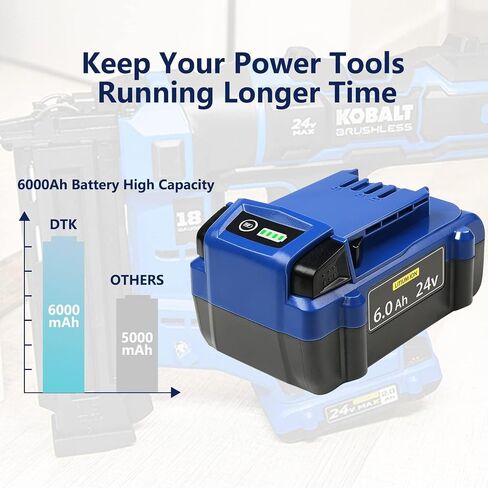 DTK 24V 6Ah Replacement for Kobalt 24V Battery Max KB624-03 KB524-03 KB424-03 KB224-03 KB124-03 Lithium Ion Cordless Tools High Capacity Battery 2 Packs in Saudi Arabia