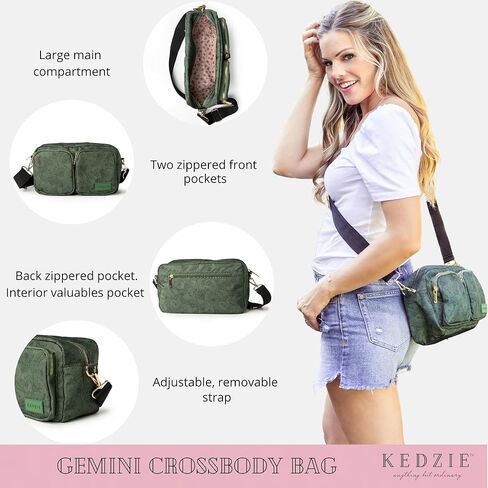 حقيبة كتف KEDZIE Gemini Crossbody مع حقيبة كتف بحزام قابل للإزالة للنساء والفتيات in Kuwait