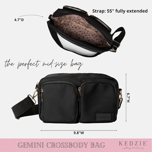 حقيبة كتف KEDZIE Gemini Crossbody مع حقيبة كتف بحزام قابل للإزالة للنساء والفتيات in Kuwait