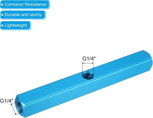 PATIKIL 2 Way 5 Port Air Manifold، 3 Pack G1/4 بوصة خرطوم هواء ألومنيوم مضمن مشعب كتلة مقسم هوائي مناسب لخرطوم الهواء، أزرق in Kuwait