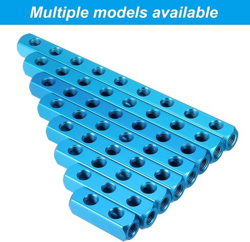 PATIKIL 2 Way 5 Port Air Manifold، 3 Pack G1/4 بوصة خرطوم هواء ألومنيوم مضمن مشعب كتلة مقسم هوائي مناسب لخرطوم الهواء، أزرق in Kuwait