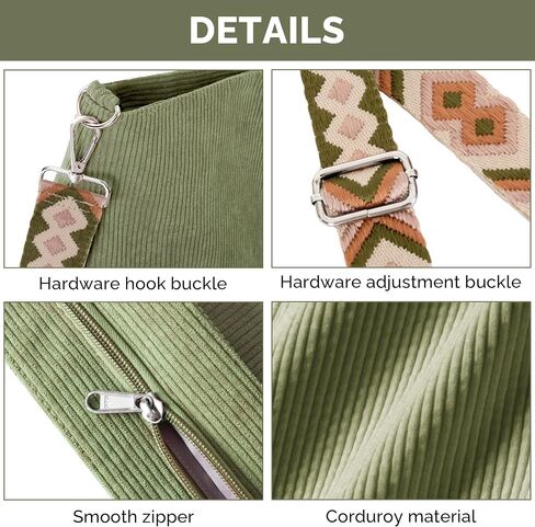 حقيبة كتف نسائية كبيرة من Prite Corduroy مع سحاب وجيوب للعمل والمدرسة والسفر والتسوق in Kuwait