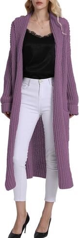 سترة صوفية ثقيلة شتوية 2023 للنساء من Asskdan طية صدر السترة مفتوحة من الأمام وزر مزدوج طويل كبير الحجم ملابس خارجية معطف منسوج in Kuwait