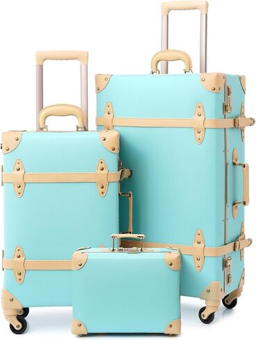 urecity Vintage Luggage Sets of 3 Piece - Hardside Lightweight Spinner Suitcases - Retro Travel Set includes Under Seat Train Case, 26"+20"+12" in Kuwait