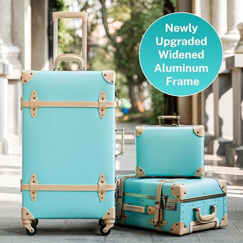 urecity Vintage Luggage Sets of 3 Piece - Hardside Lightweight Spinner Suitcases - Retro Travel Set includes Under Seat Train Case, 26"+20"+12" in Kuwait